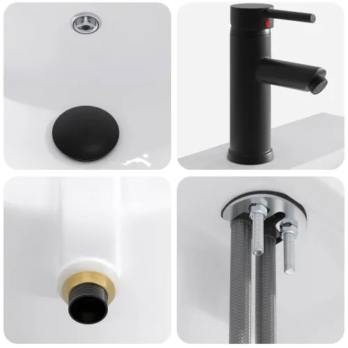 Lavabo - Umivaonik s slavinom i odvodom Mat Crna 42 x 40 x 16,5 cm - Mat crna Cijena