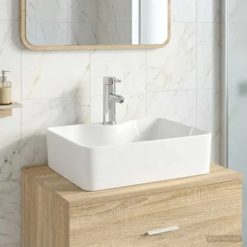 Lavabo - Umivaonik s slavinom i odvodom Krom 48,5 x 37,5 x 13 cm - Krom Cijena