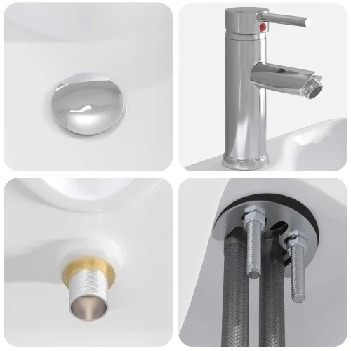 Lavabo - Umivaonik s slavinom i odvodom Krom 48,5 x 37,5 x 13 cm - Krom Cijena