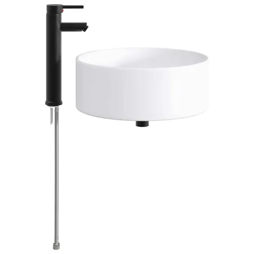 Lavabo - Umivaonik s slavinom i odvodom Mat Crna 40,5 x 40,5 x 15,5 cm - Mat crna Cijena