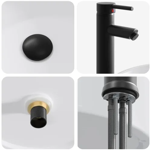 Lavabo - Umivaonik s slavinom i odvodom Mat Crna 40,5 x 40,5 x 15,5 cm - Mat crna Cijena