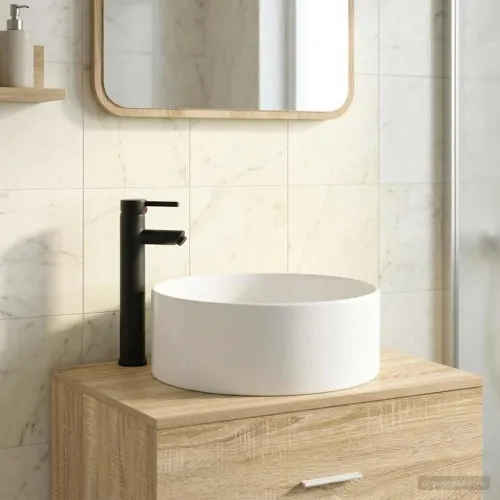 Lavabo - Umivaonik s slavinom i odvodom Mat Crna 40,5 x 40,5 x 15,5 cm - Mat crna Cijena