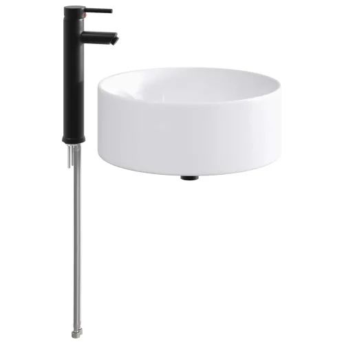 Lavabo - Umivaonik s slavinom i odvodom Mat Crna 40,5 x 40,5 x 15,5 cm - Mat crna Cijena