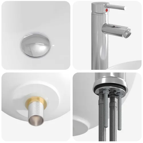 Lavabo - Umivaonik s slavinom i odvodom Krom 32 x 32 x 13 cm Keramika - Krom 32 x 32 x 13 cm Cijena