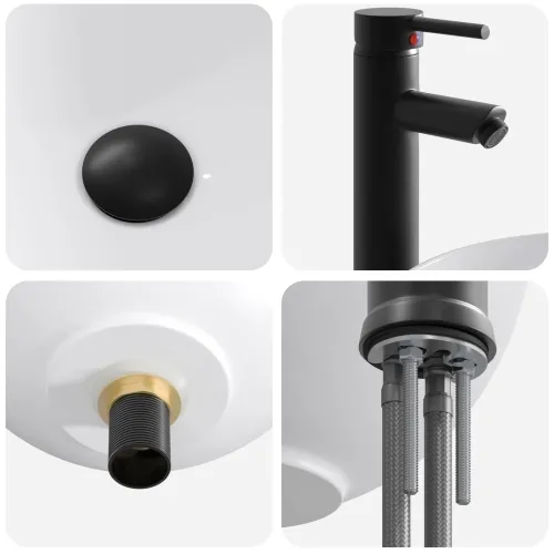 Lavabo - Umivaonik s slavinom i odvodom Mat Crna 32 x 32 x 13 cm - Mat crna 32 x 32 x 13 cm Cijena