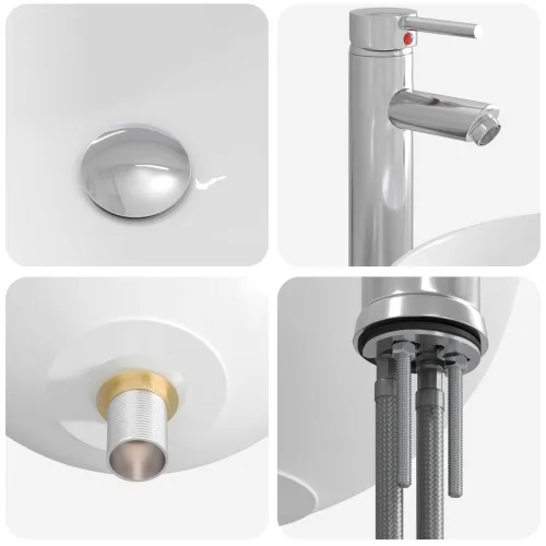 Lavabo - Umivaonik s slavinom i odvodom Krom 35,5 x 35,5 x 14,5 cm - Krom 35,5 x 35,5 x 14,5 cm Cijena