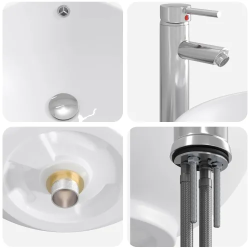 Lavabo - Umivaonik s slavinom i odvodom Krom 44 x 44 x 16 cm Keramika - Krom 44 x 44 x 16 cm Cijena