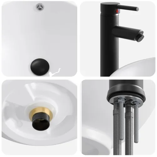 Lavabo - Umivaonik s slavinom i odvodom Mat Crna 44 x 44 x 16 cm - Mat crna 44 x 44 x 16 cm Cijena