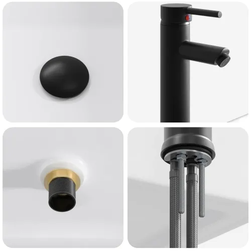 Lavabo - Umivaonik s slavinom i odvodom Mat Crna 36,5 x 36,5 x 13 cm - Mat crna 36,5 x 36,5 x 13 cm Cijena