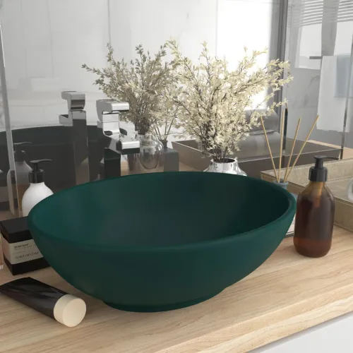 Luksuzni ovalni Lavabo - Umivaonik mat tamnozeleni 40 x 33 cm keramički - mat tamnozelena Mat tamnozelena Cijena