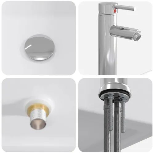 Lavabo - Umivaonik s slavinom i odvodom Krom 49 x 37 x 14 cm Keramika - Krom 49 x 37 x 14 cm Cijena