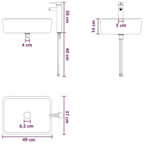 Lavabo - Umivaonik s slavinom i odvodom Krom 49 x 37 x 14 cm Keramika - Krom 49 x 37 x 14 cm Cijena