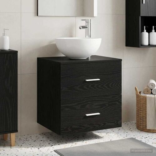 Lavabo - Umivaonik s montiranjem na zid Crni hrast 49,5 x 35 x 63 cm - Crni hrast Cijena