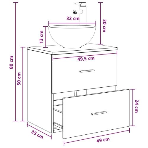 Lavabo - Umivaonik s montiranjem na zid Betonska siva 49,5 x 35 x 63 cm - Betonska siva Cijena