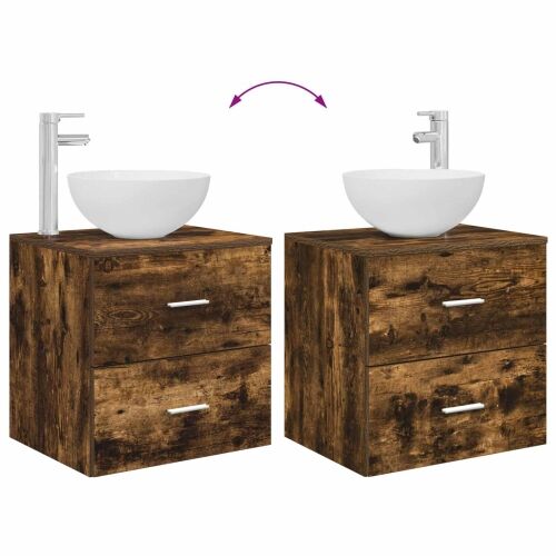 Lavabo - Umivaonik s montiranjem na zid Dimljeni hrast 49,5 x 35 x 63 cm - Dimljeni hrast Cijena