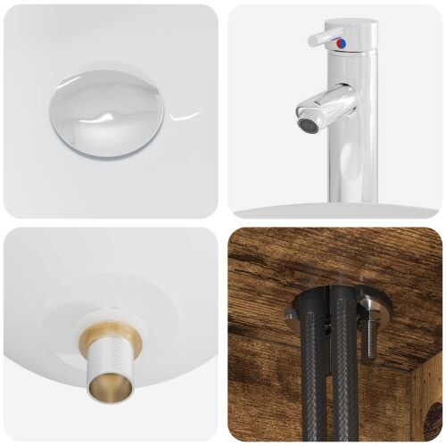 Lavabo - Umivaonik s montiranjem na zid Dimljeni hrast 49,5 x 35 x 63 cm - Dimljeni hrast Cijena