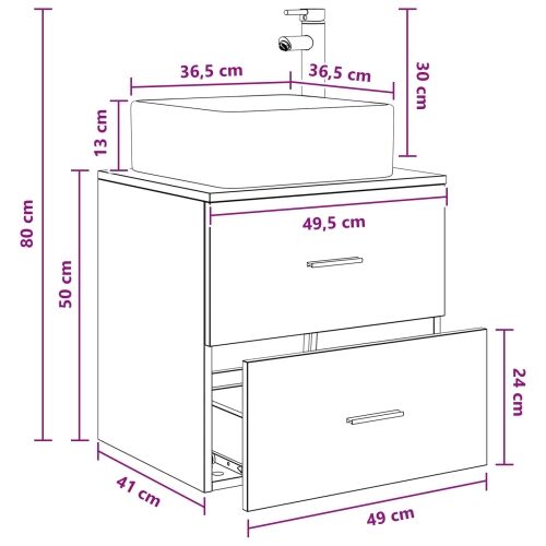 Lavabo - Umivaonik s policom Bijela 49,5 x 41 x 63 cm Konstruirano drvo - Bijela Cijena