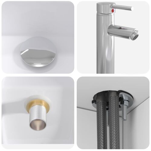 Lavabo - Umivaonik s policom Bijela 49,5 x 41 x 63 cm Konstruirano drvo - Bijela Cijena