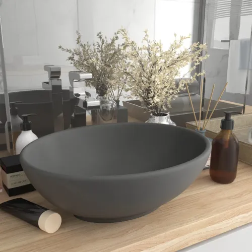 Luksuzni ovalni Lavabo - Umivaonik mat tamnosivi 40 x 33 cm keramički - mat tamnosiva Mat tamnosiva Cijena