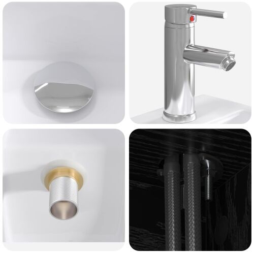 Lavabo - Umivaonik s policom Crni hrast 49,5 x 41 x 62,5 cm - Crni hrast Cijena
