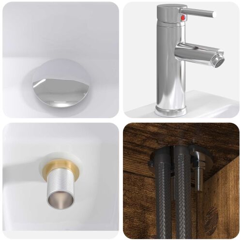 Lavabo - Umivaonik s policom Dimljeni hrast 49,5 x 41 x 62,5 cm - Dimljeni hrast Cijena