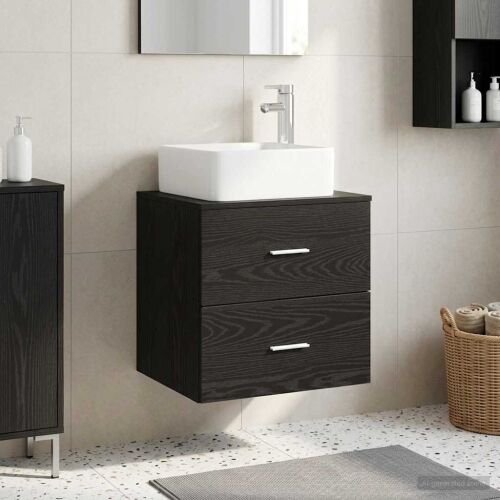 Lavabo - Umivaonik s policom Crni hrast 53 x 34,5 x 63 cm - Crni hrast Cijena