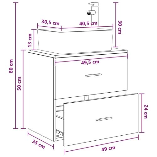 Lavabo - Umivaonik s policom Dimljeni hrast 53 x 34,5 x 63 cm - Dimljeni hrast Cijena
