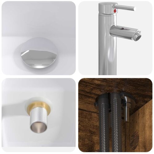 Lavabo - Umivaonik s policom Dimljeni hrast 53 x 34,5 x 63 cm - Dimljeni hrast Cijena