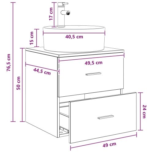 Lavabo - Umivaonik s policom Betonska siva 49,5 x 44,5 x 65 cm - Betonska siva Cijena