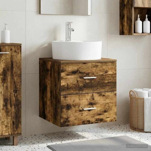 Lavabo - Umivaonik s policom Dimljeni hrast 49,5 x 44,5 x 65 cm - Dimljeni hrast Cijena