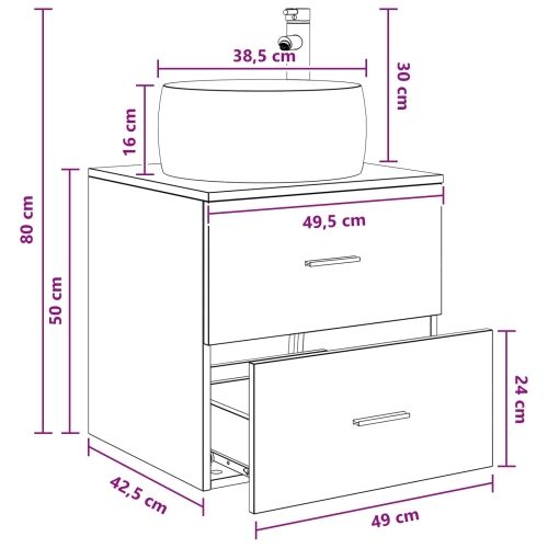 Lavabo - Umivaonik s policom Bijela 49,5 x 44,5 x 66 cm - Bijela Cijena