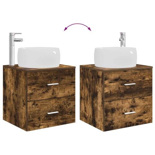 Lavabo - Umivaonik s policom Dimljeni hrast 49,5 x 44,5 x 66 cm - Dimljeni hrast Cijena
