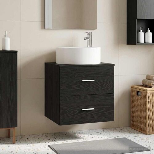 Lavabo - Umivaonik s policom Crni hrast 49,5 x 44,5 x 65,5 cm - Crni hrast Cijena