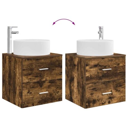 Lavabo - Umivaonik s policom Dimljeni hrast 49,5 x 44,5 x 65,5 cm - Dimljeni hrast Cijena