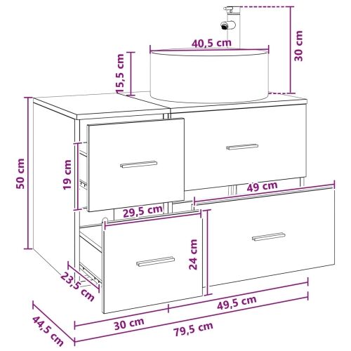 Lavabo - Umivaonik s policom Hrast artisan 49,5 x 44,5 x 65,5 cm - Hrast artisan Cijena