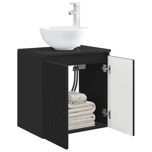Lavabo - Umivaonik s policom Crna 49,5 x 35 x 63 cm Konstruirano drvo - Crna Cijena