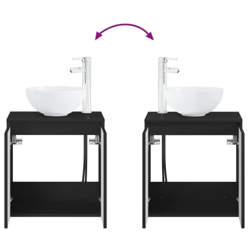 Lavabo - Umivaonik s policom Crna 49,5 x 35 x 63 cm Konstruirano drvo - Crna Cijena