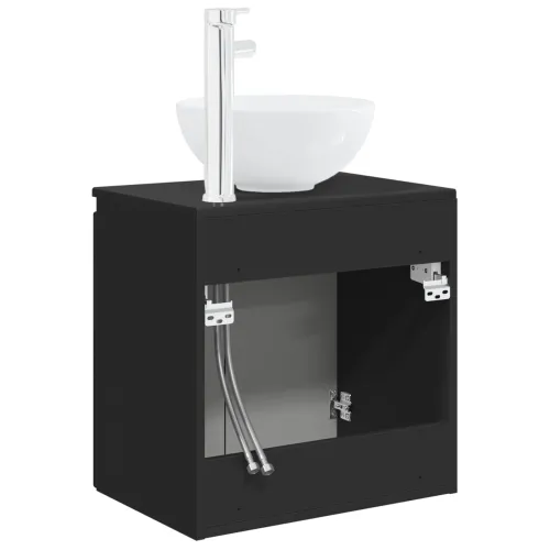 Lavabo - Umivaonik s policom Crna 49,5 x 35 x 63 cm Konstruirano drvo - Crna Cijena