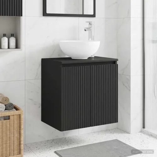 Lavabo - Umivaonik s policom Crna 49,5 x 35 x 63 cm Konstruirano drvo - Crna Cijena