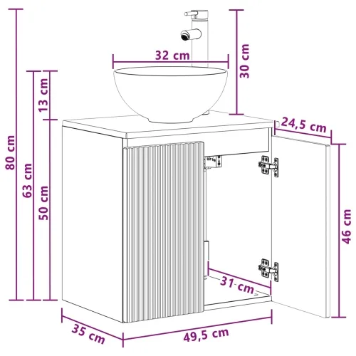 Lavabo - Umivaonik s policom Hrast artisan 49,5 x 35 x 63 cm - Hrast artisan Cijena
