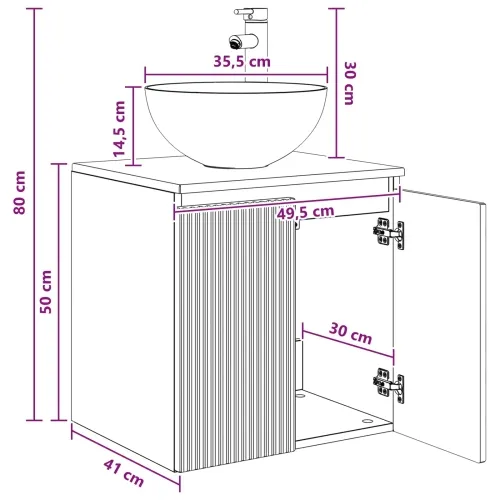 Lavabo - Umivaonik s policom Hrast sonoma 49,5 x 41 x 64,5 cm - Hrast sonoma Cijena