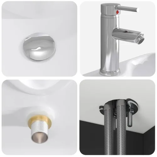 Lavabo - Umivaonik s policom Crna 49,5 x 41 x 62,5 cm Konstruirano drvo - Crna Cijena
