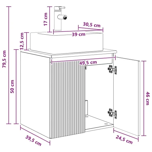 Lavabo - Umivaonik s policom Hrast sonoma 49,5 x 41 x 62,5 cm - Hrast sonoma Cijena
