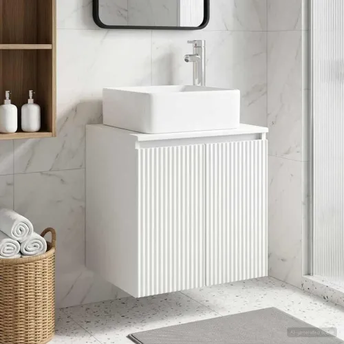 Lavabo - Umivaonik s policom Bijela 53 x 35 x 63 cm Konstruirano drvo - Bijela Cijena