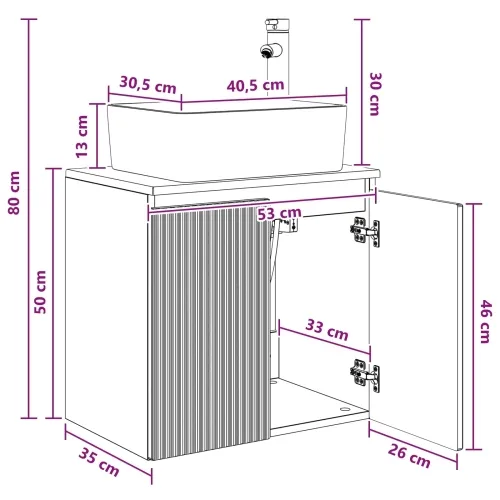 Lavabo - Umivaonik s policom Crna 53 x 35 x 63 cm Konstruirano drvo - Crna Cijena