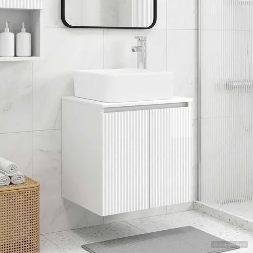 Lavabo - Umivaonik s policom Bijela visokog sjaja 53 x 35 x 63 cm - Bijela visokog sjaja Cijena