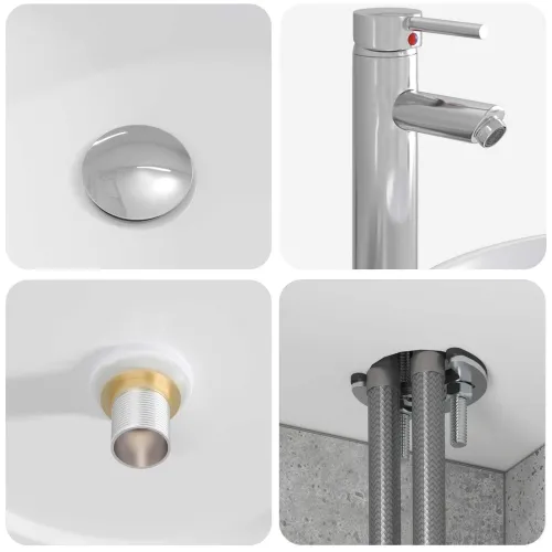 Lavabo - Umivaonik s policom Betonska siva 49,5 x 44,5 x 65 cm - Betonska siva Cijena