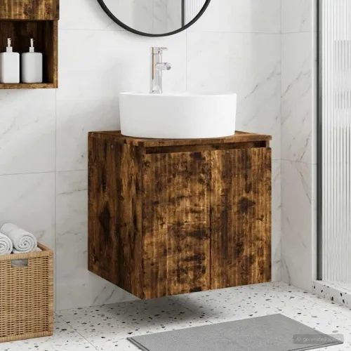 Lavabo - Umivaonik s policom Dimljeni hrast 49,5 x 44,5 x 65 cm - Dimljeni hrast Cijena