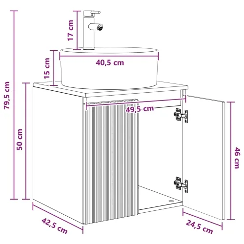 Lavabo - Umivaonik s policom Staro drvo 49,5 x 44,5 x 65 cm - Staro drvo Cijena