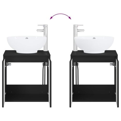 Lavabo - Umivaonik s policom Crna 49,5 x 44,5 x 65 cm Konstruirano drvo - Crna Cijena